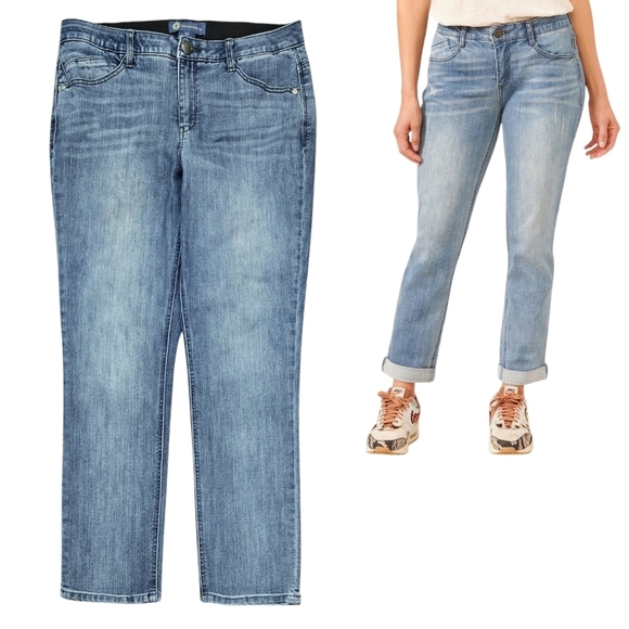 Democracy Absolution Blue Denim Girlfriend Jeans Medium Wash Coolmax Stretch - Picture 1 of 10